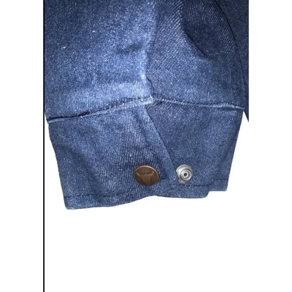 VTG Pro Only By Tex Tan Duster Coat Men L Blue Denim Detachable Cape Snap Cowboy